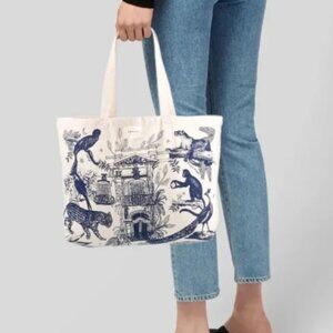 Sezane Limited Edition Tropical Jungle Architecture Canvas Tote Bag